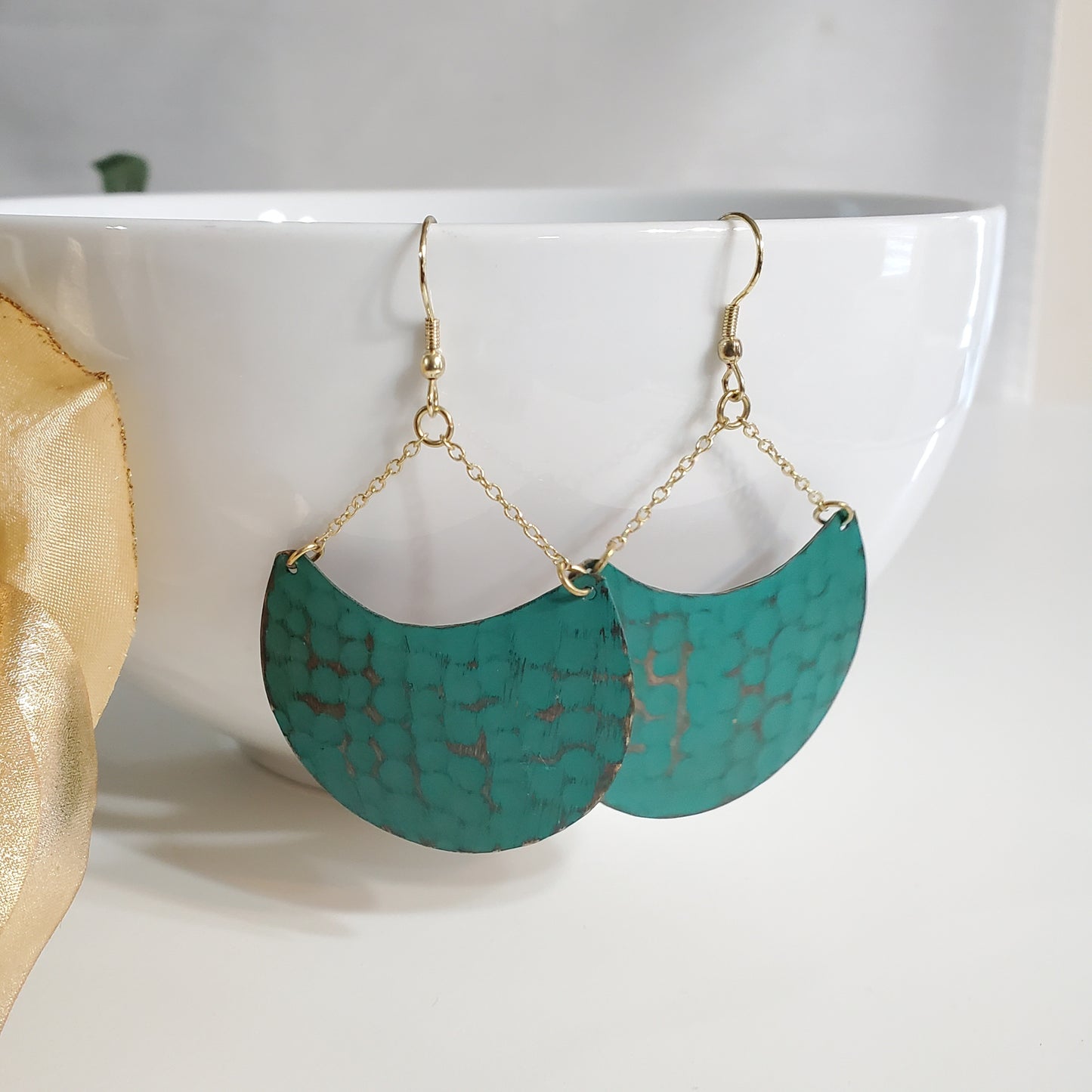 Teal Fan Earrings