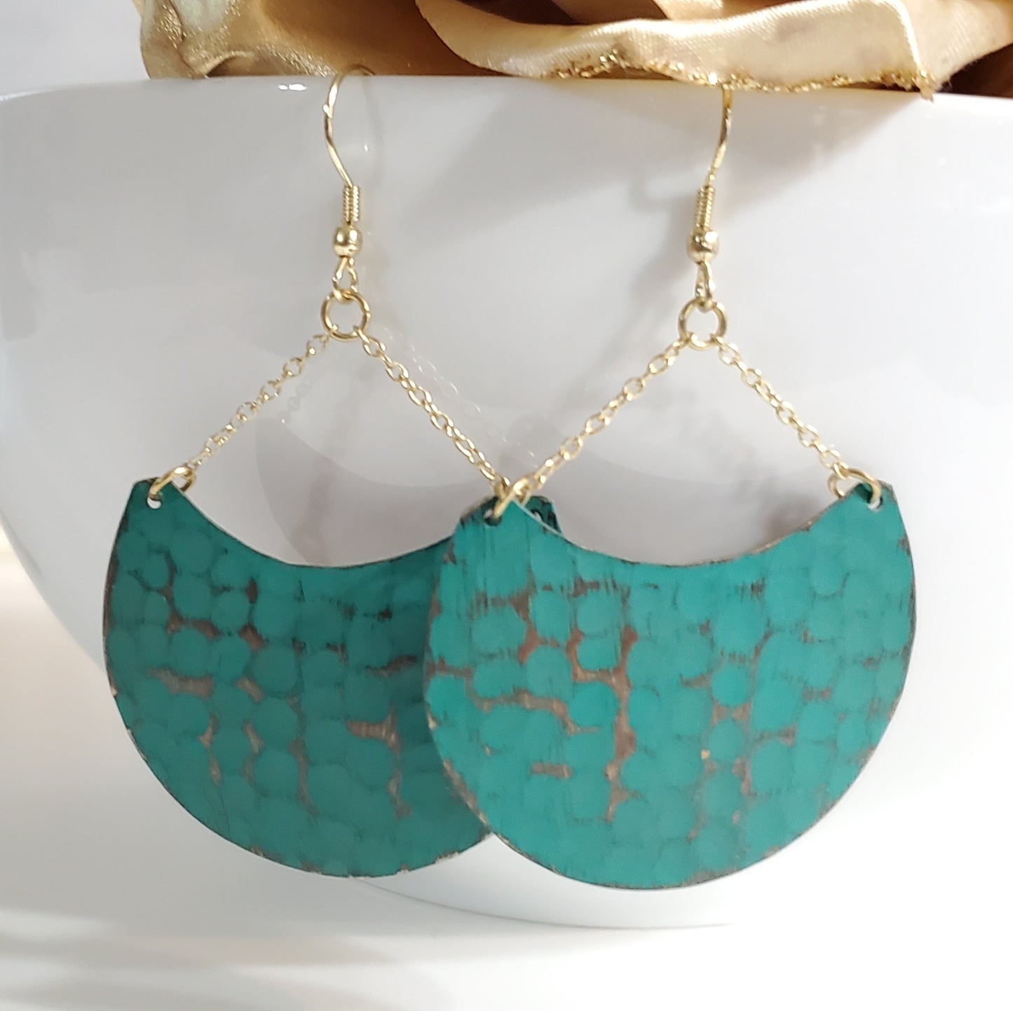 Teal Fan Earrings
