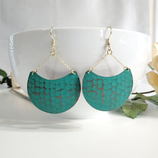 Teal Fan Earrings