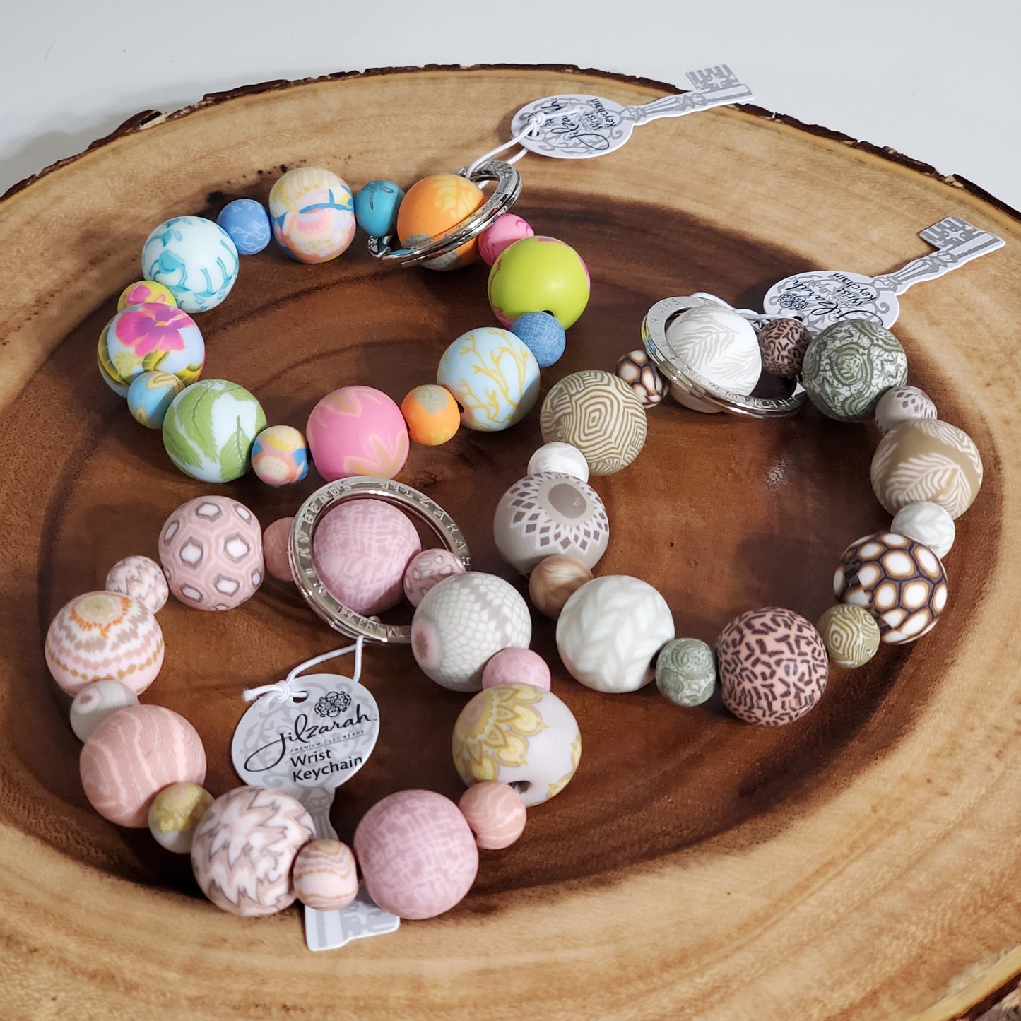 Decorative Clay Bead Wrist Keychain