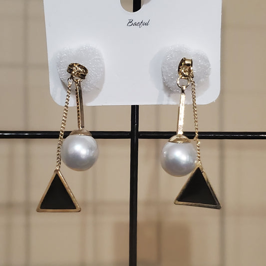 Triangle Pearl Drop Earrings