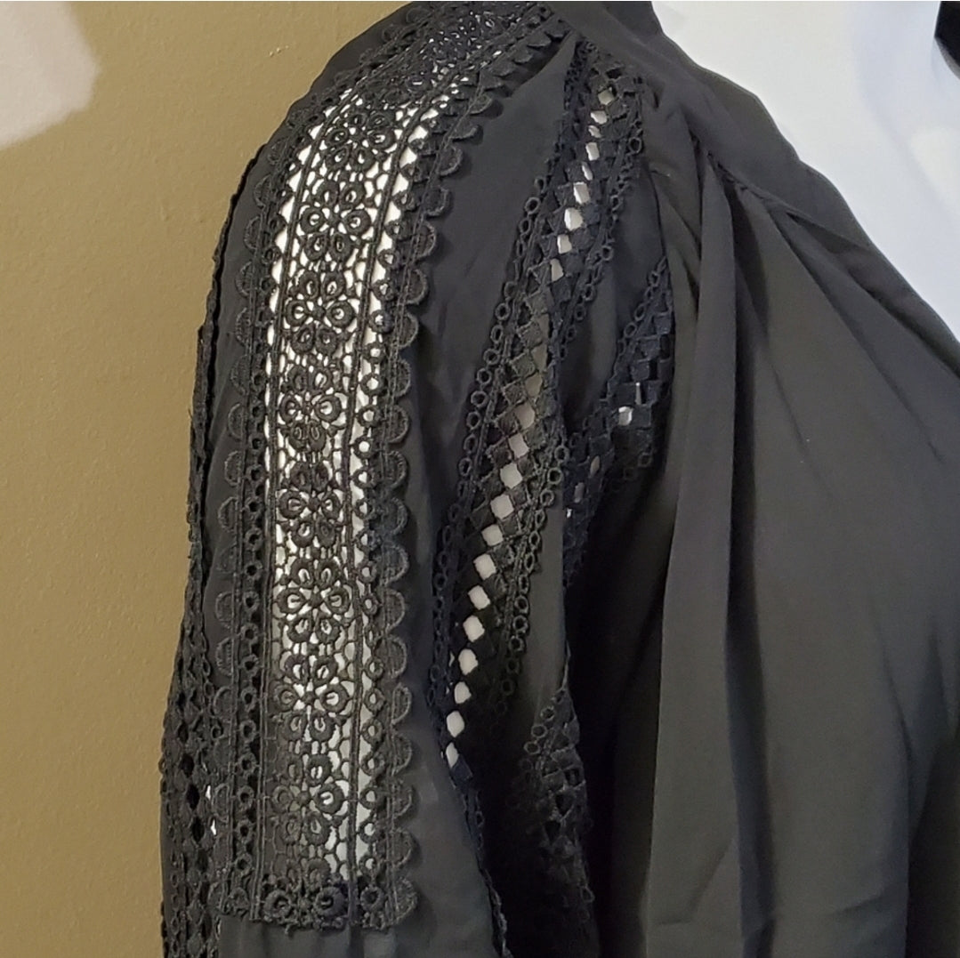 Solid Neck Tie Blouse