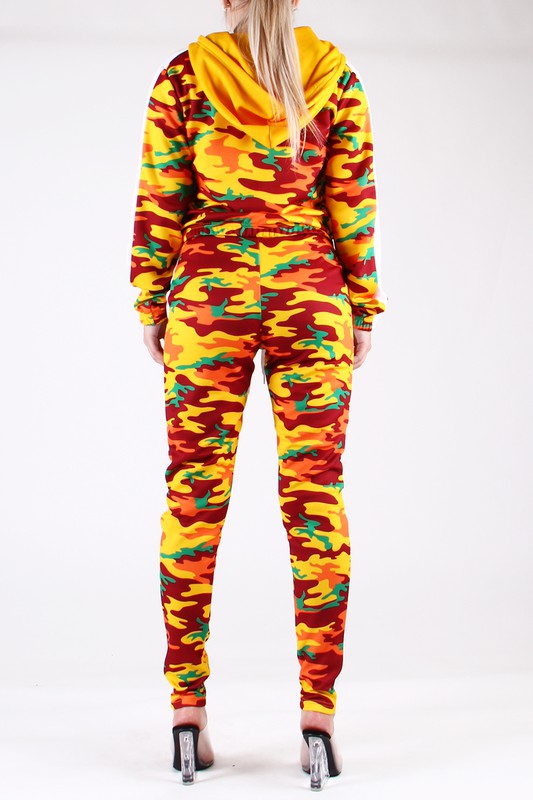 Camo Color Block Hoodie Set