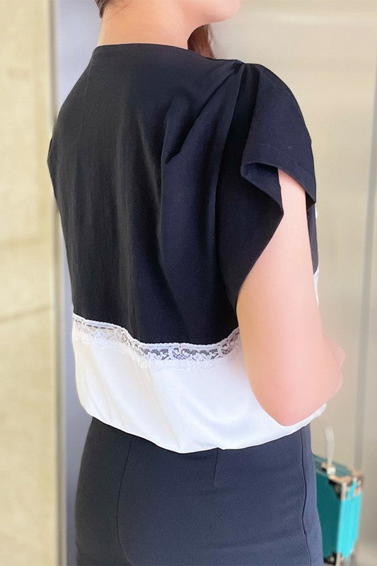 V-Neck Splice Blouse