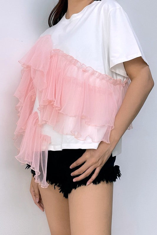 Ruffled Chiffon Tee