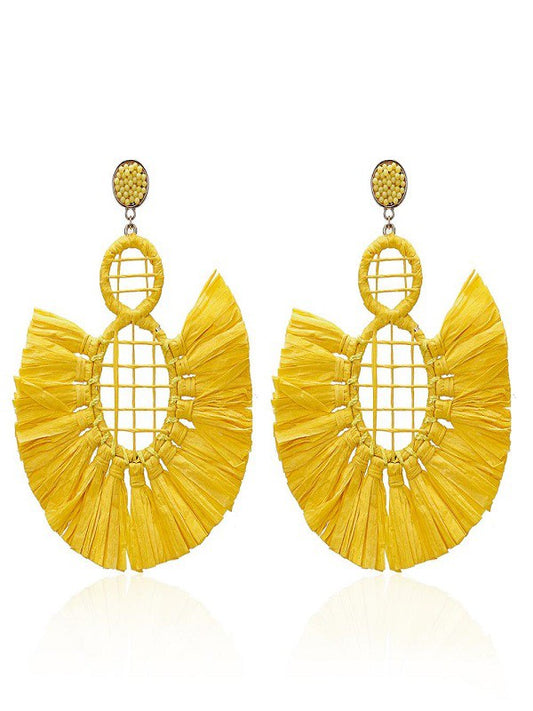 Paper Fan Woven Drop Earrings