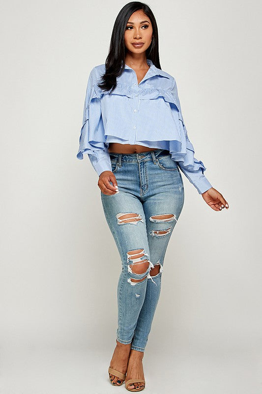 Striped Baby Doll Top