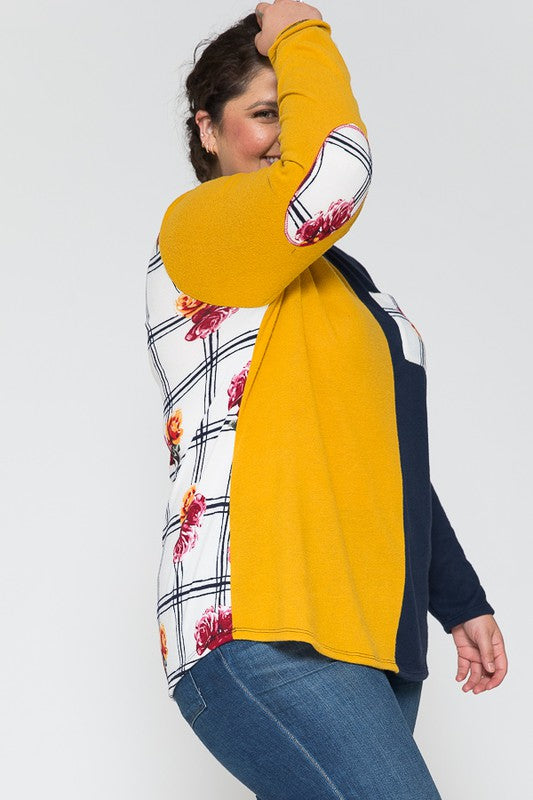 Floral Patched Sleeve Top