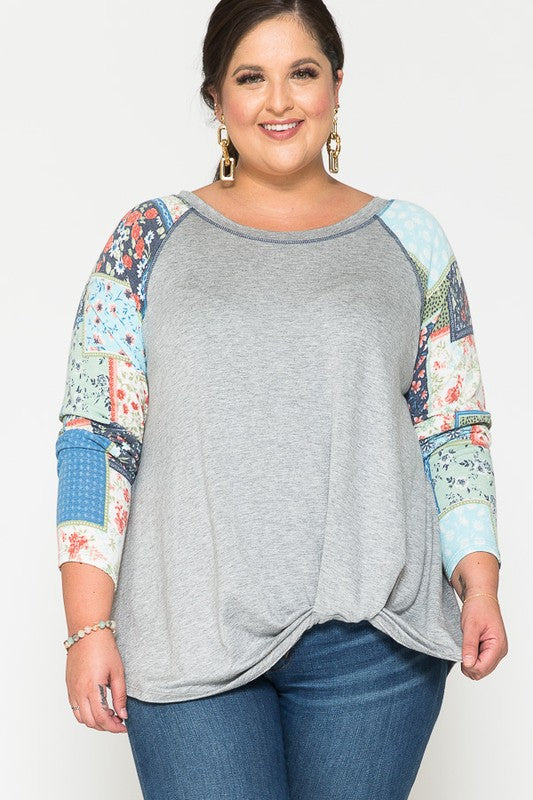 Patchwork Floral Print Top