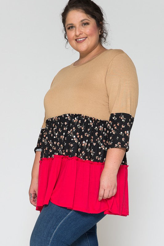 Color Blocked Ruffle Top