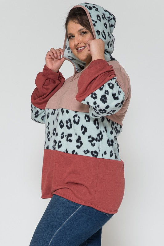 Color Blocked Hoodie Top