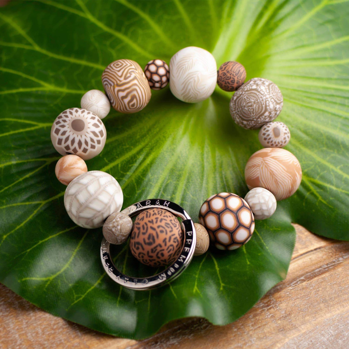 Decorative Clay Bead Wrist Keychain