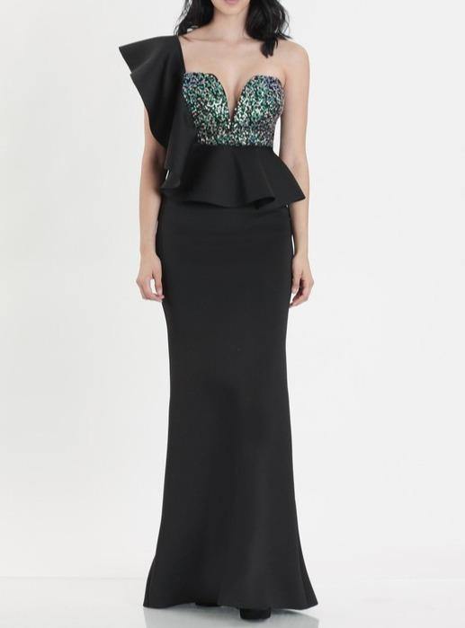 One Shoulder Sequins Top Formal Dress - Taffycat's