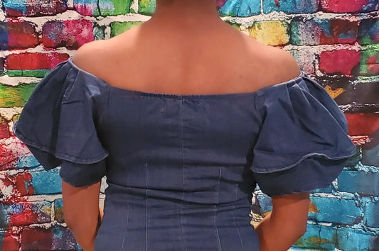 Denim Puff Sleeve Bodysuit - Taffycat's