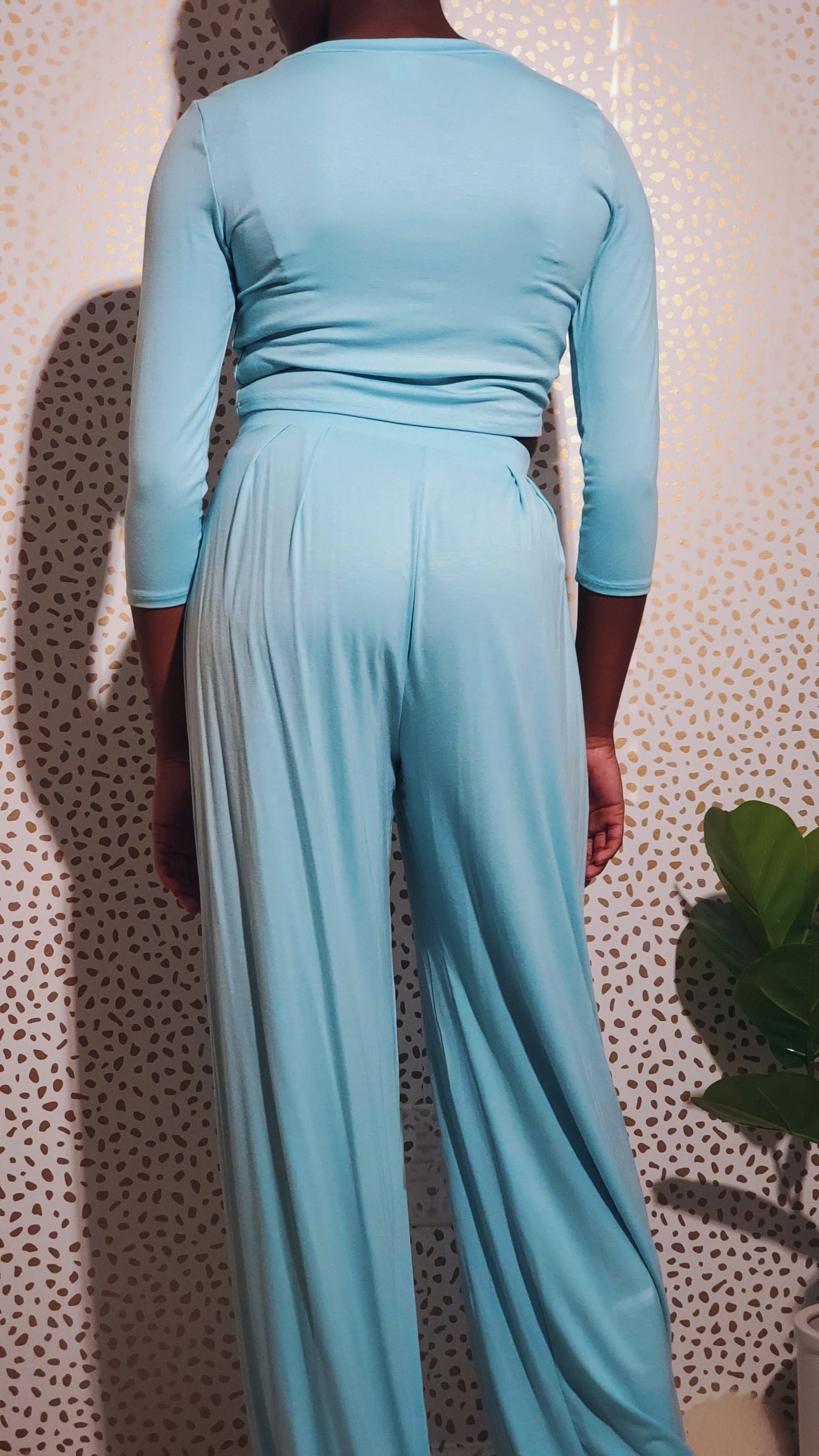 Pleated Bottom 2 PC Pant Set