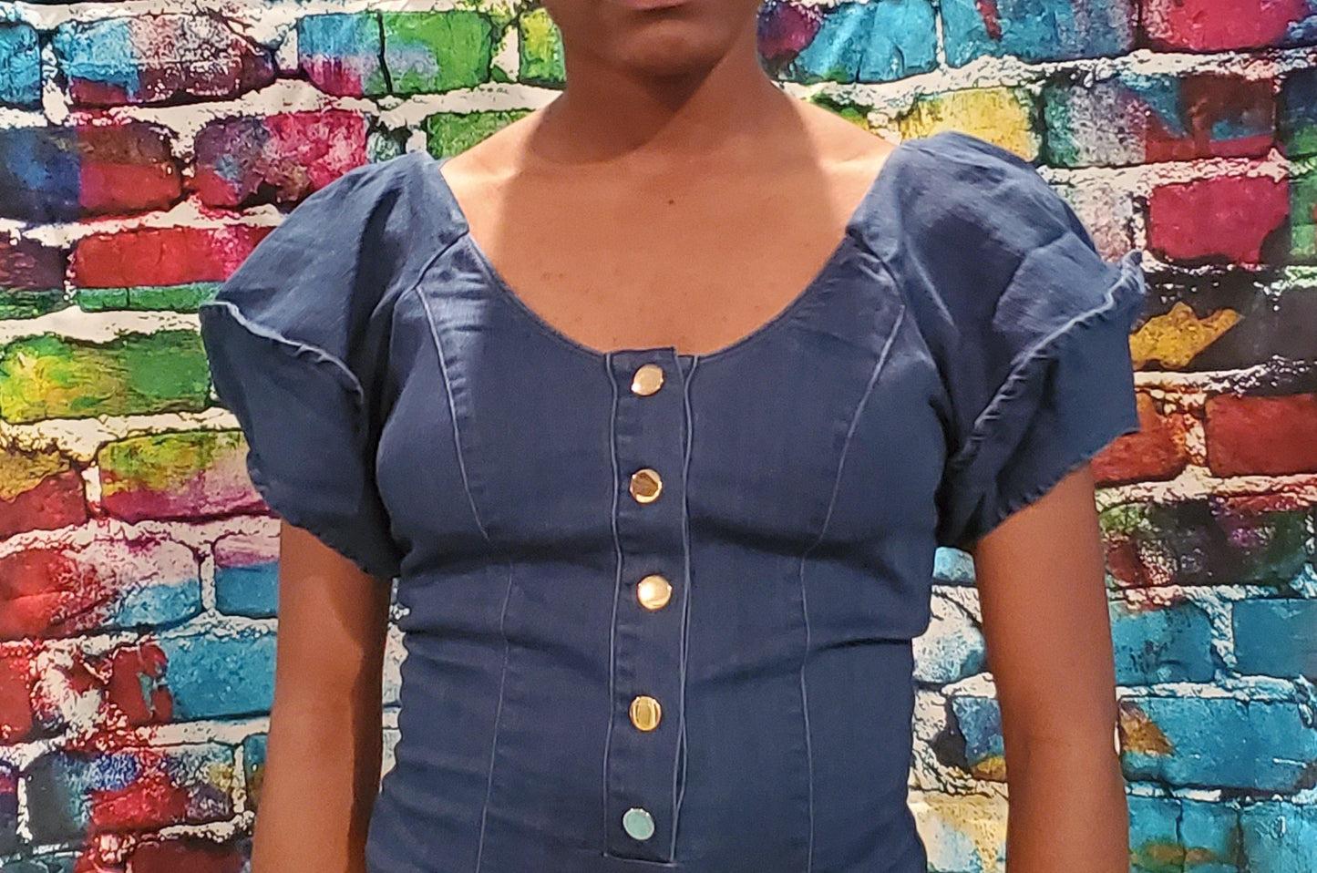 Denim Puff Sleeve Bodysuit - Taffycat's