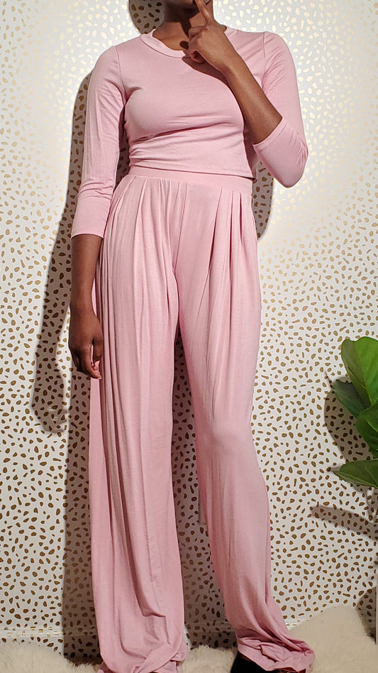 Pleated Bottom 2 PC Pant Set