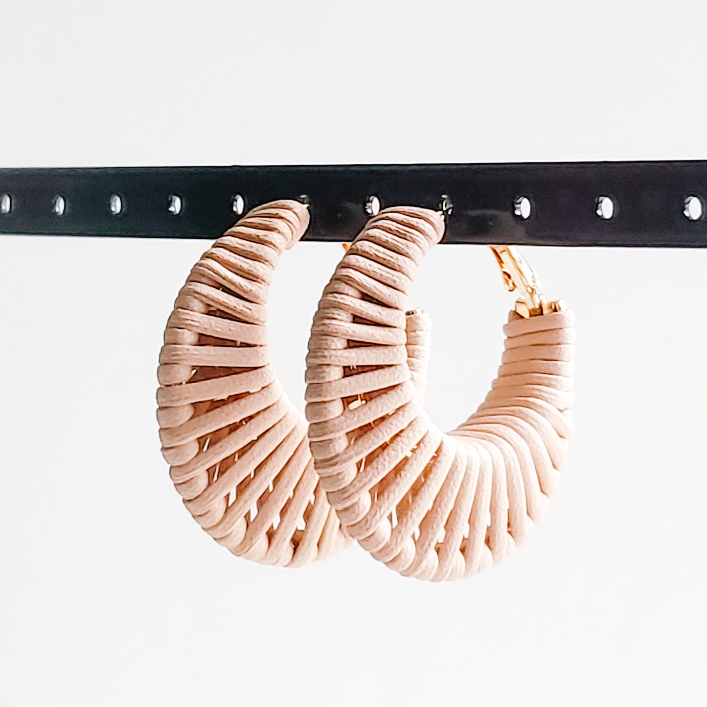 Nude Threaded Hoop Earrings
