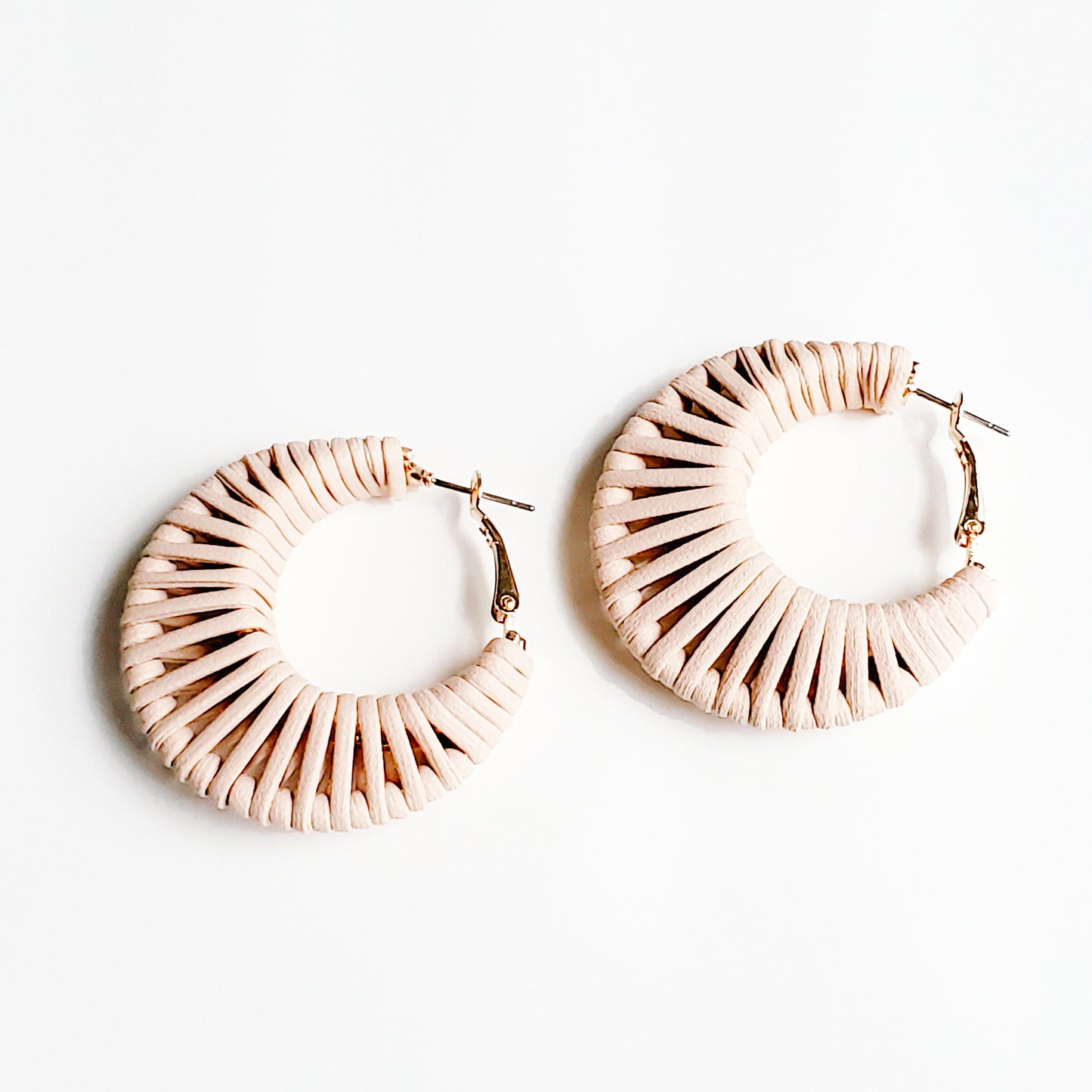 Nude Threaded Hoop Earrings