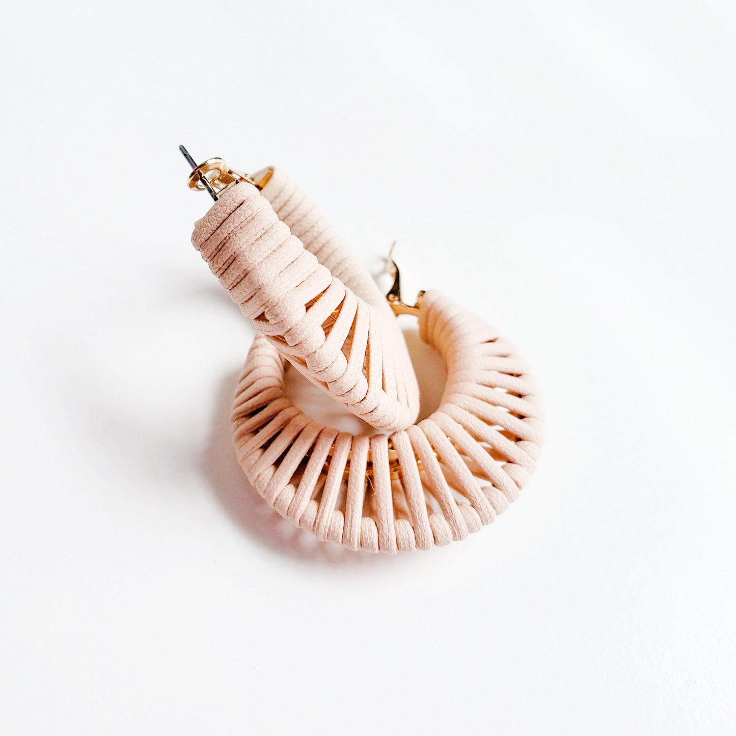 Nude Threaded Hoop Earrings