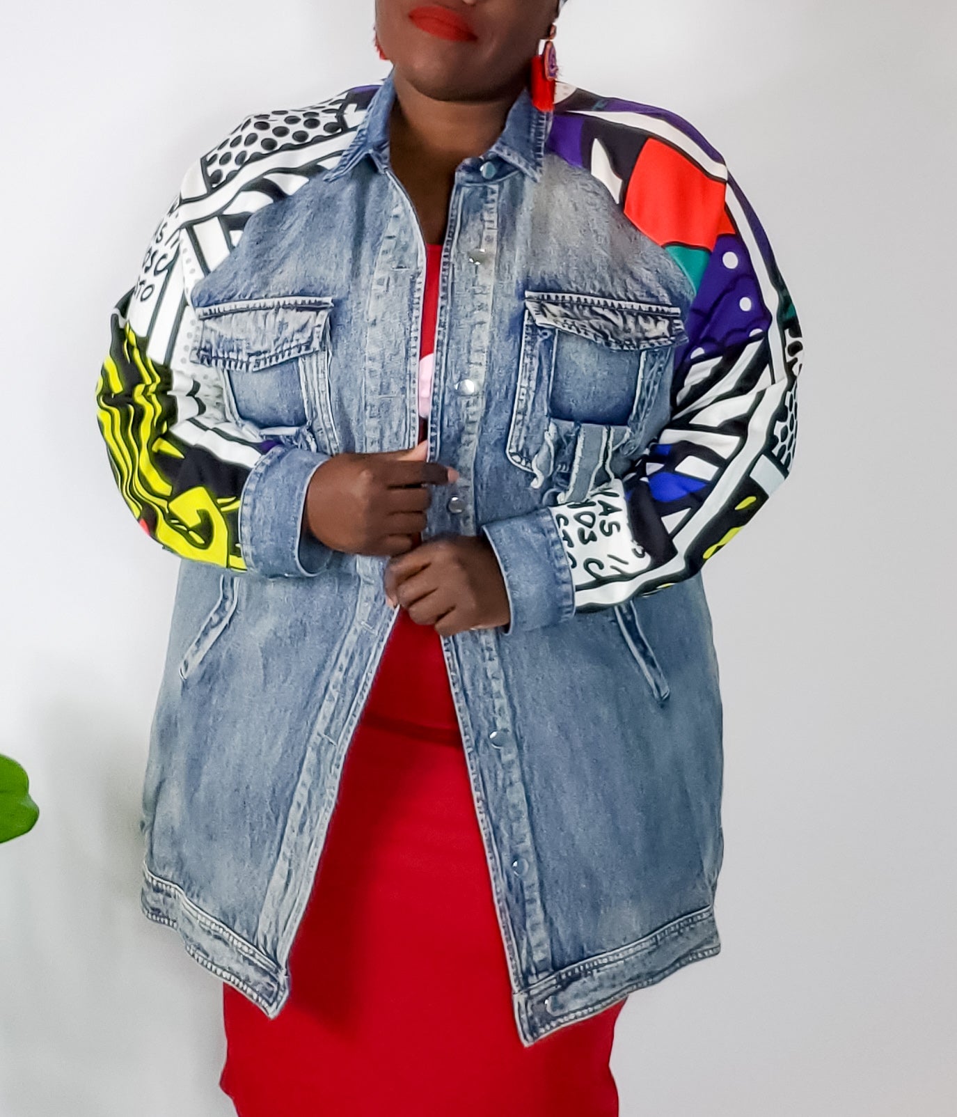 Comic Strip Graphic Denim Jacket