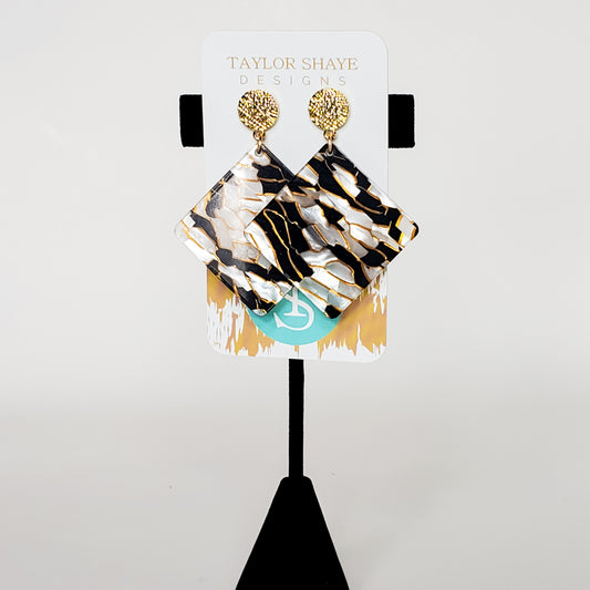 Black Marble Earrings