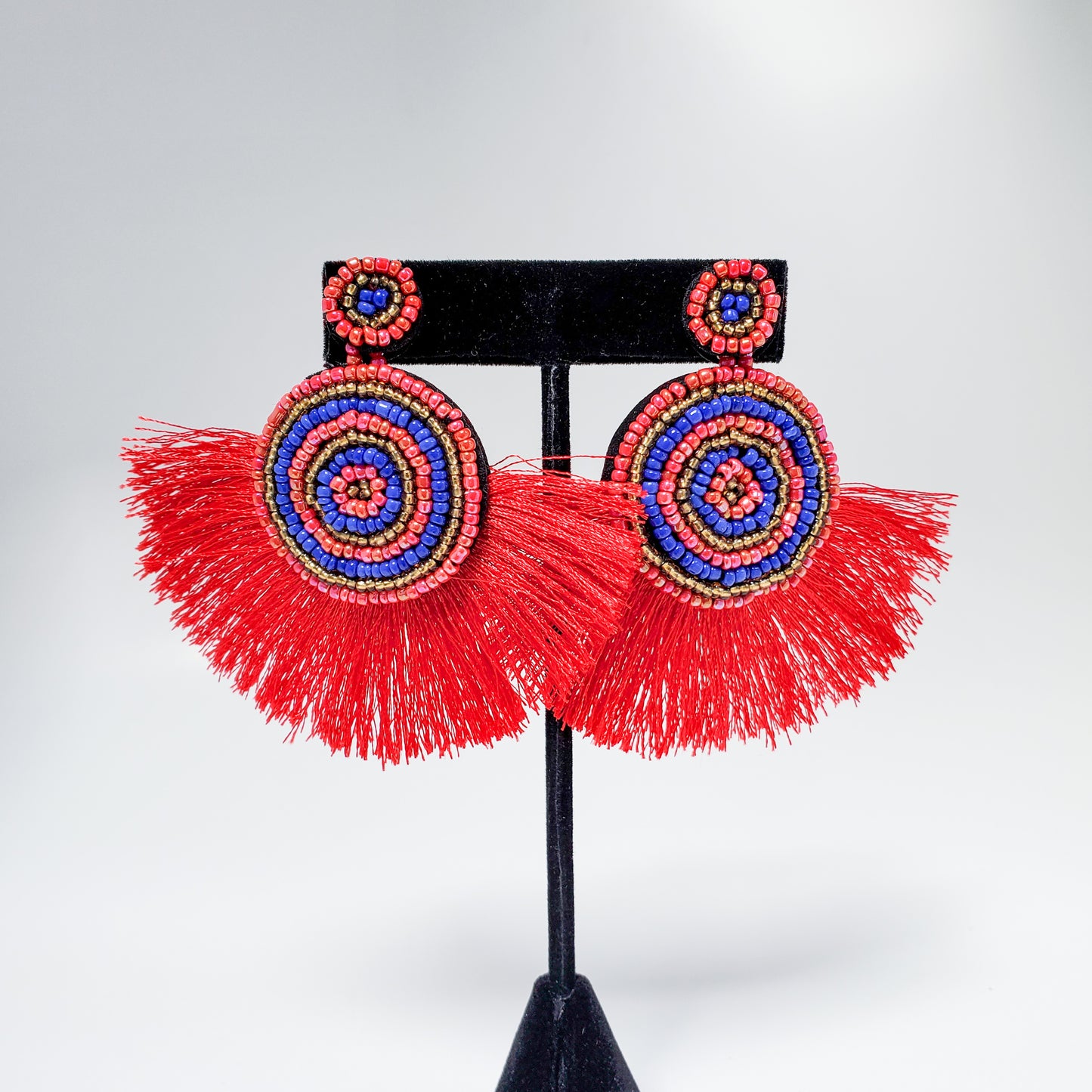 Red Flare Tassel Earrings