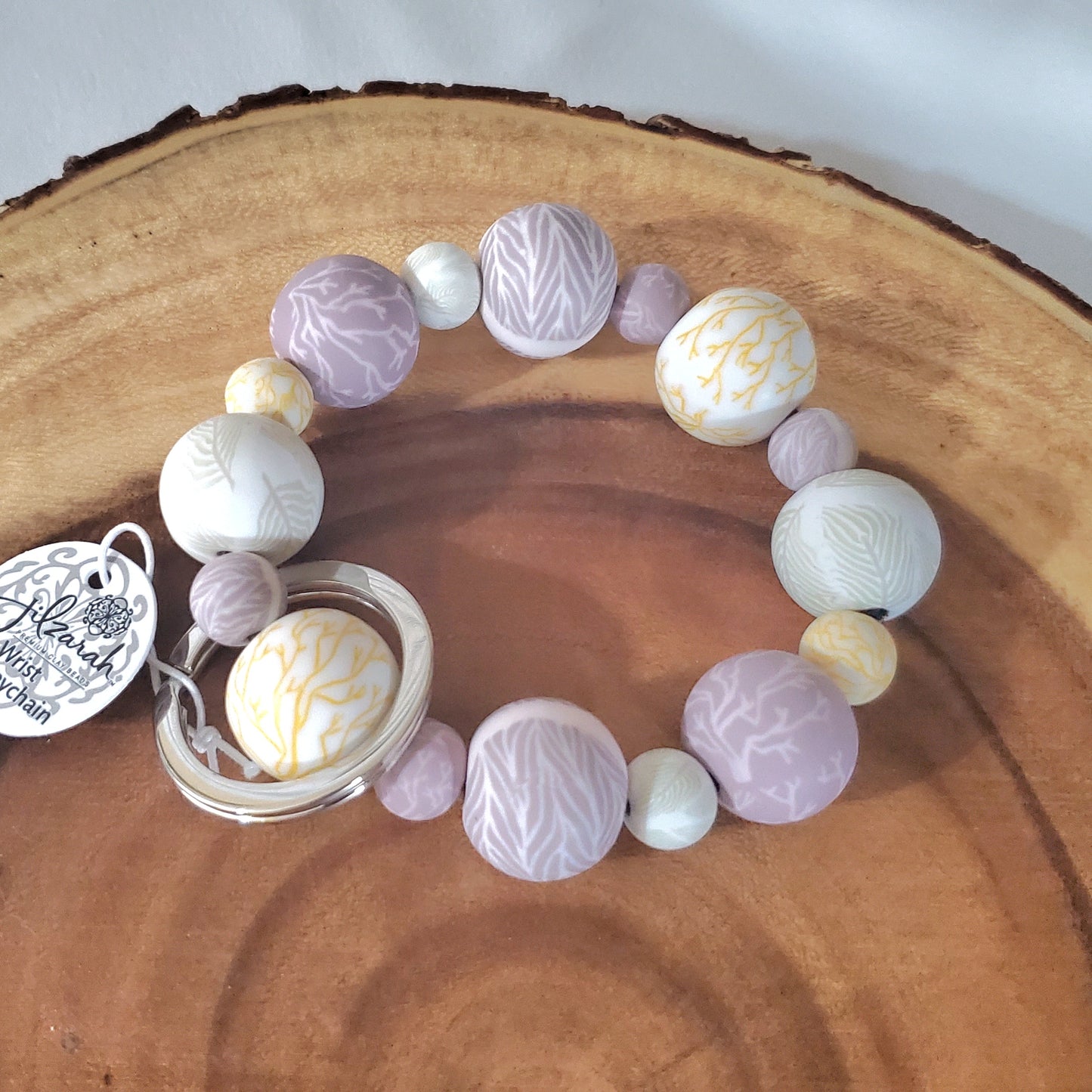 Decorative Clay Bead Wrist Keychain