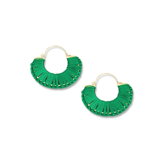 Semi Circle Threaded Hoop Earrings