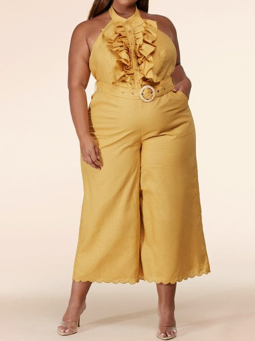 Frilly Mock Neck Jumpsuit