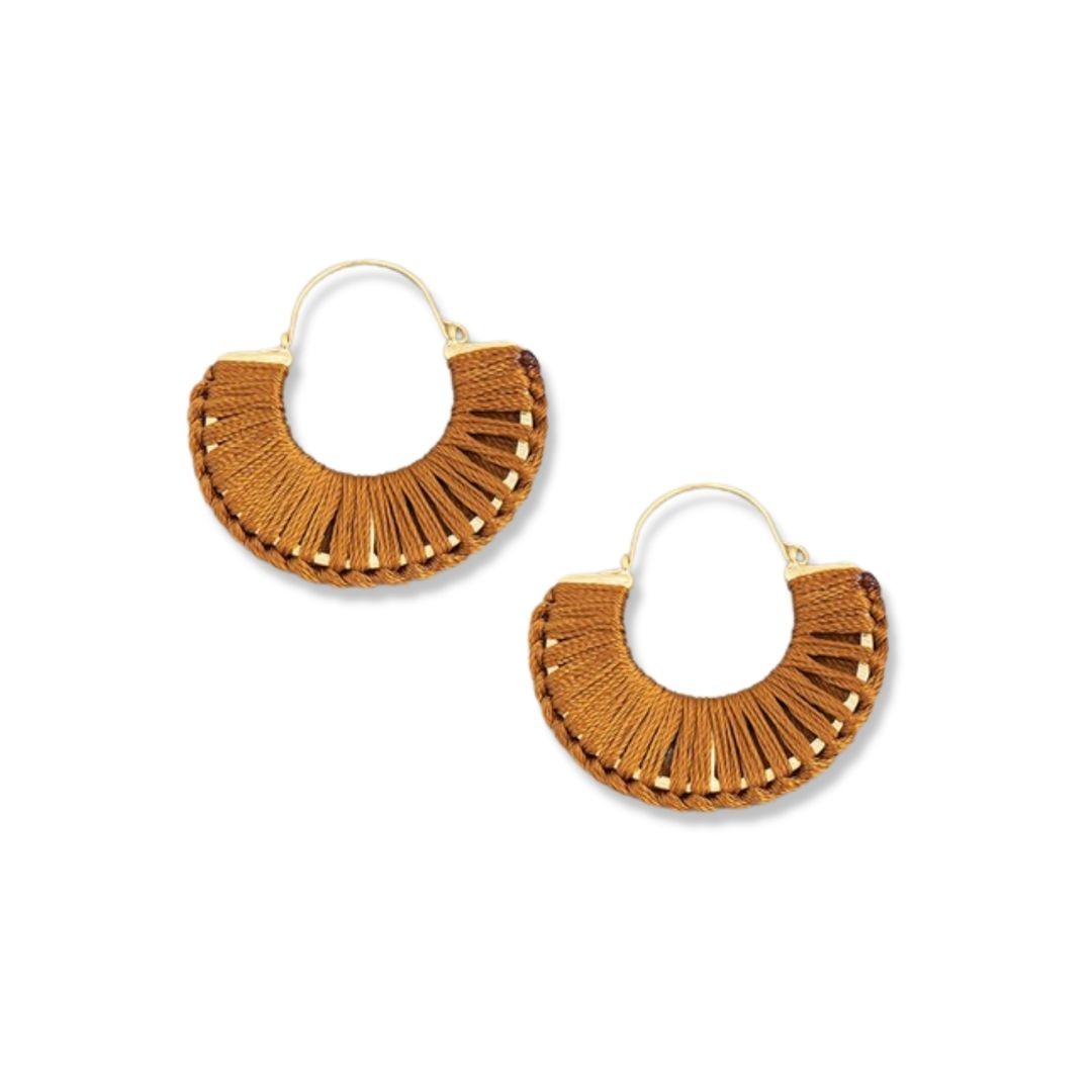 Semi Circle Threaded Hoop Earrings