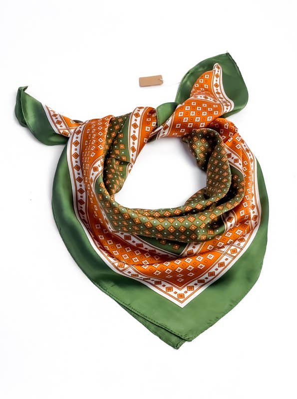 Vintage Motif Satin Scarf