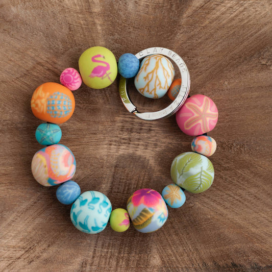 Decorative Clay Bead Wrist Keychain