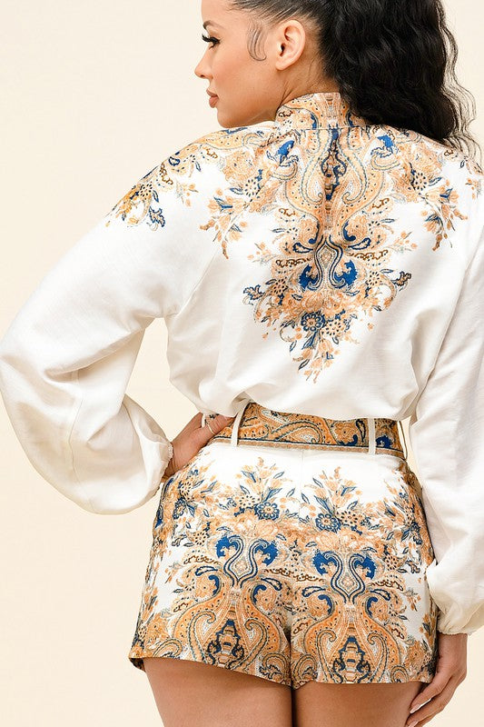Floral Paisley Shorts Set
