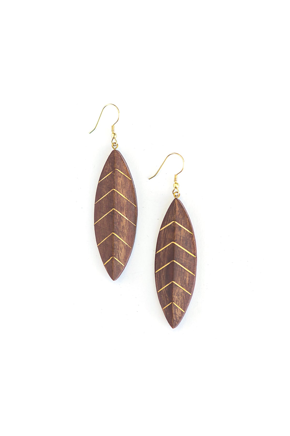 Brass Vein Leaf Earrings
