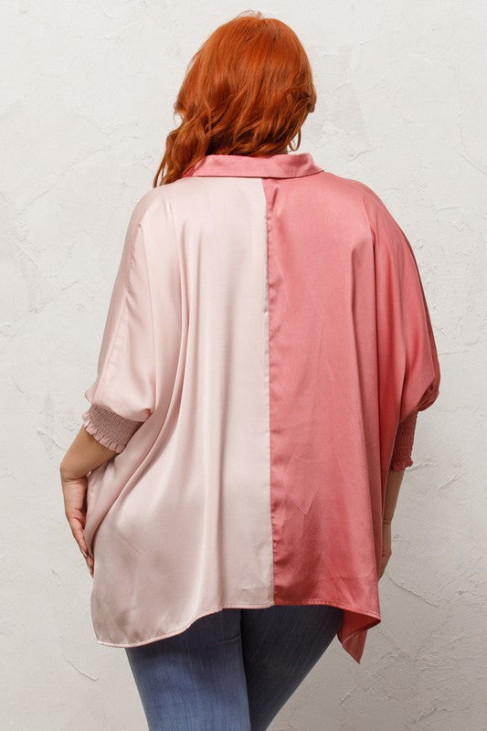 Color Block Oversized Blouse