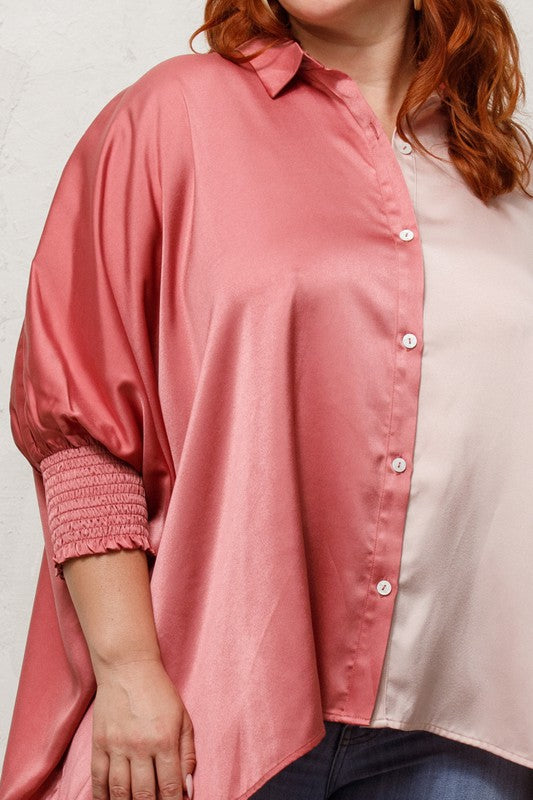 Color Block Oversized Blouse