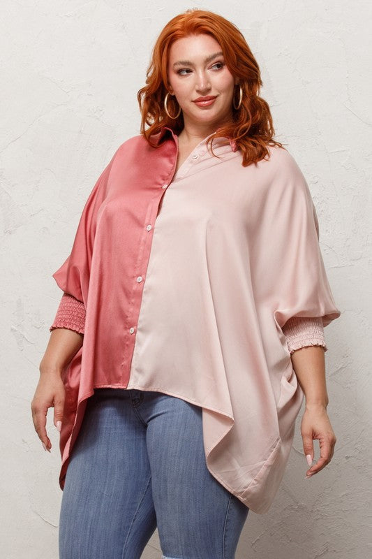 Color Block Oversized Blouse