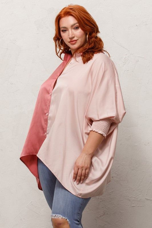 Color Block Oversized Blouse