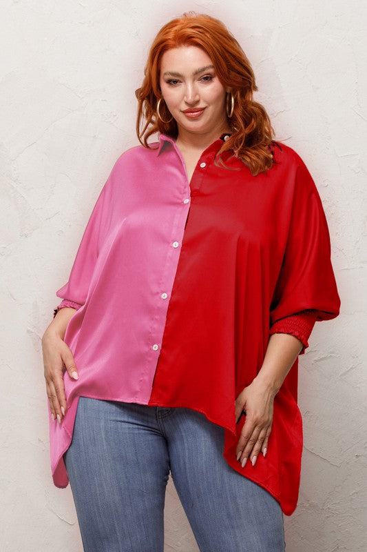 Color Block Oversized Blouse