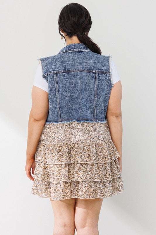 Denim Leopard Vest