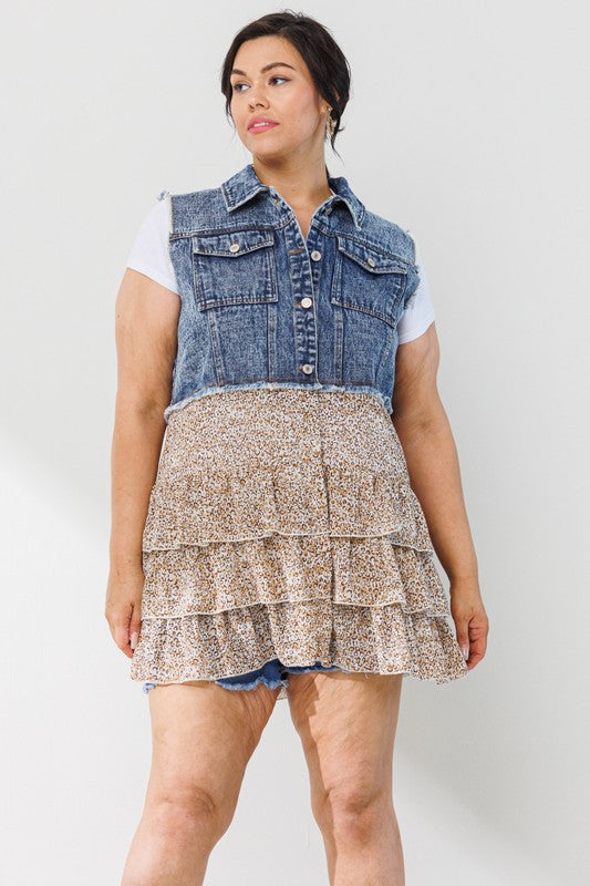 Denim Leopard Vest