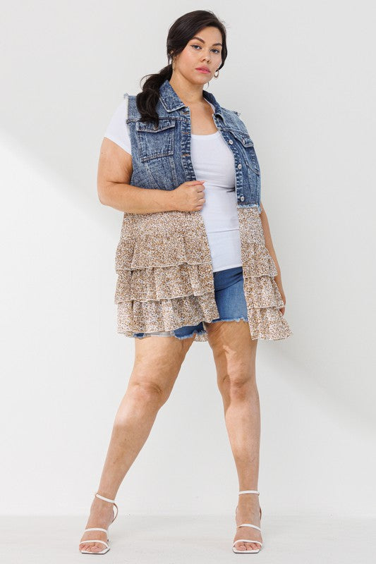 Denim Leopard Vest
