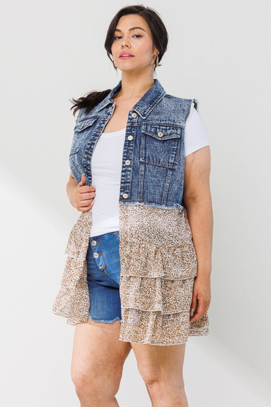 Denim Leopard Vest
