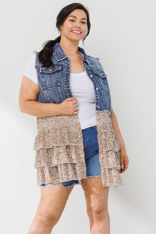 Denim Leopard Vest