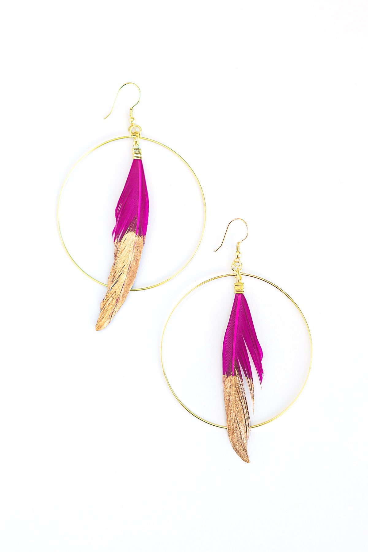 Fucshia Feather Earrings