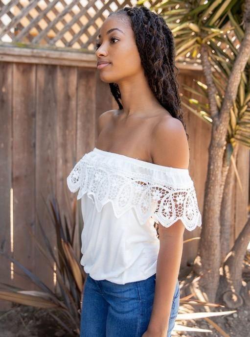 Off Shoulder Top w/ Lace Detail - Taffycat's