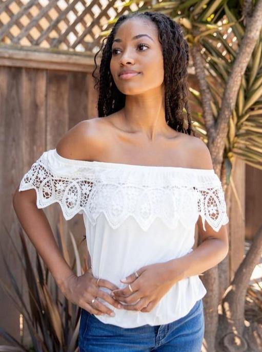 Off Shoulder Top w/ Lace Detail - Taffycat's