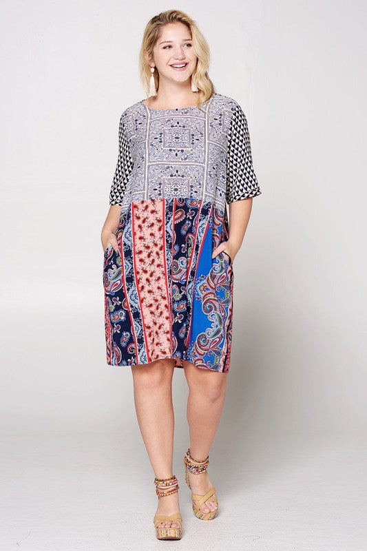 Patchwork Shift Dress