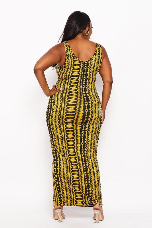 Tribal Yellow Front Tie Dress